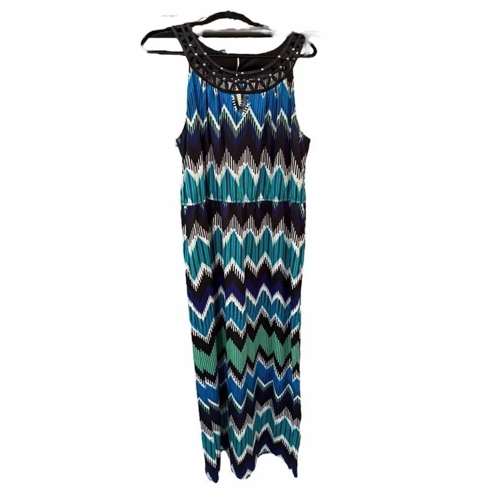 AB Studio Vibrant Chevron Maxi Dress